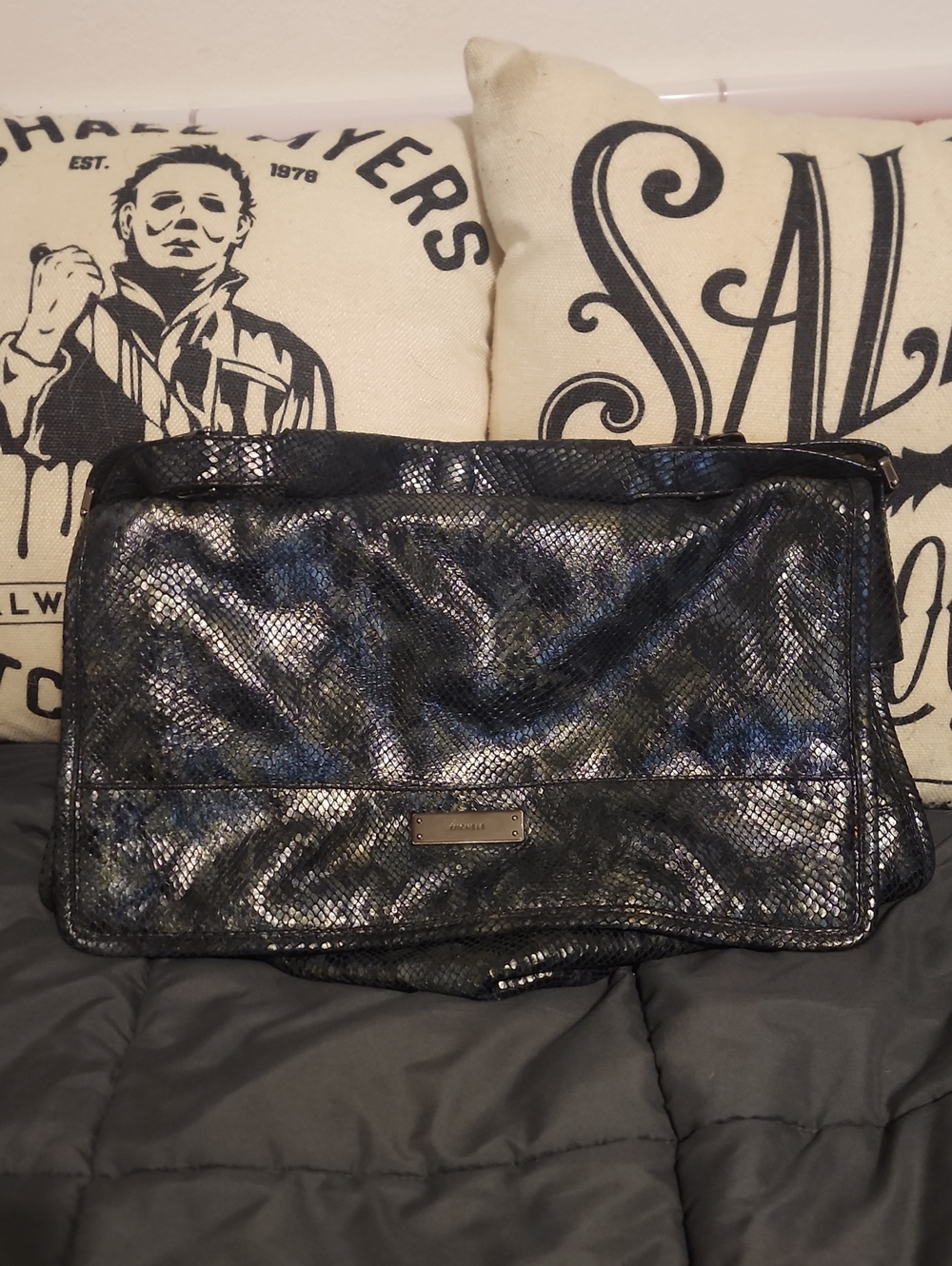 Authentic Michele Snakeskin One Of A Kind Messenger Crossbody - Gorgeous!